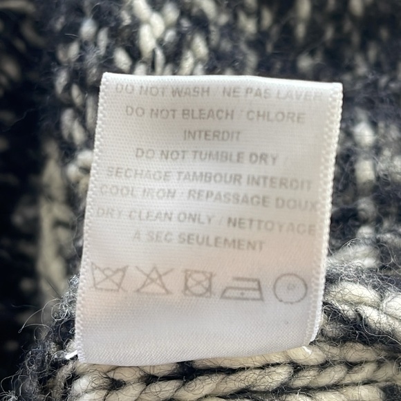 IRO Merino Wool Alpaca Button Front Long Sleeve Black Cream Cardigan Size 4 - Picture 11 of 11